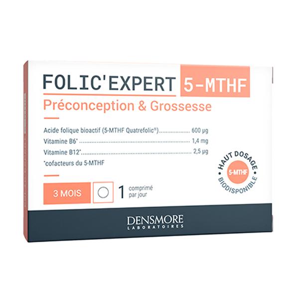 Folic'Expert - Préconception et Grossesse - Acide Folique 5-MTHF 600 μg - 3 mois 6