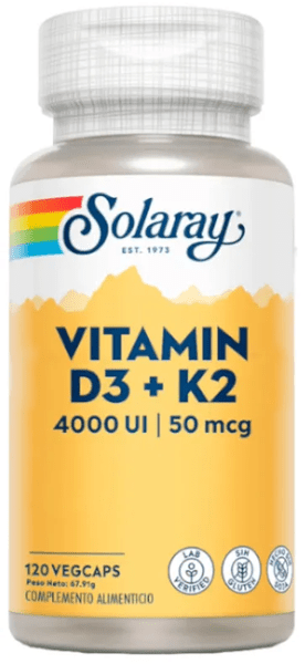 Solaray D3 & K2 120 Cápsulas Vegetales