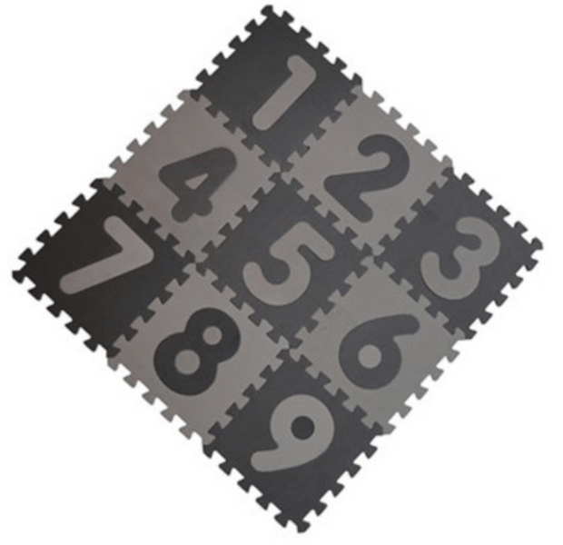 BabyDan Alfombra de Juegos Gris/Negro Números 90x90 cm