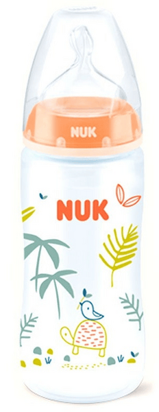 Nuk Biberón First Choice+ Jungle Talla M 0-6m Silicona 300 ml Naranja