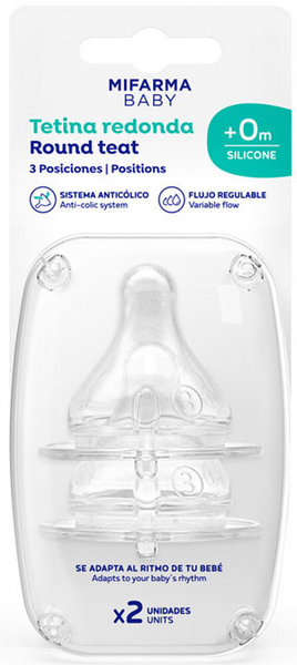 Mifarma Baby Tetina Silicona Flujo Adaptable 3 Posiciones 2 Unidades