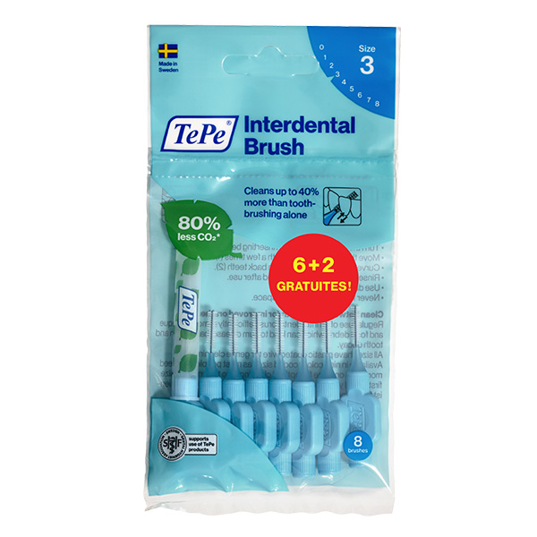 Sachet 6+2 gratuites Iso 3 Brossettes Interdentaires bleu 0.6mm