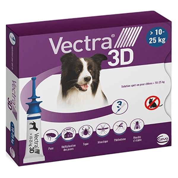 Vectra® 3D solution spot-on pour chiens > 10–25 kg - 3 pipettes