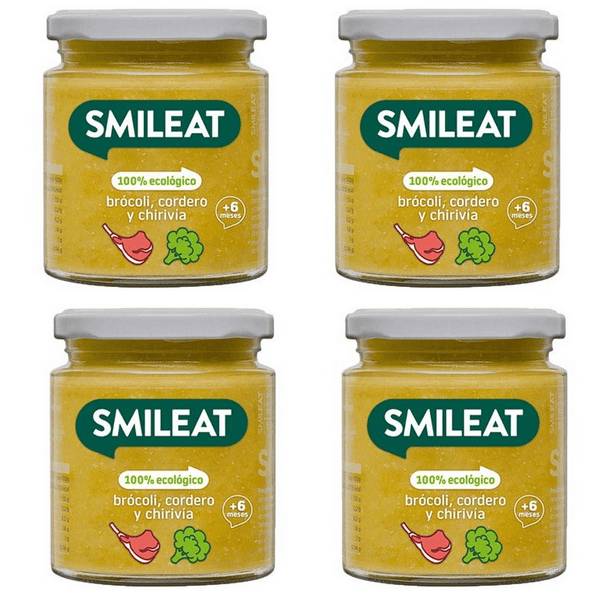 Smileat Tarrito de Brócoli, Cordero y Chirivia Ecológico +6m 4x230 gr
