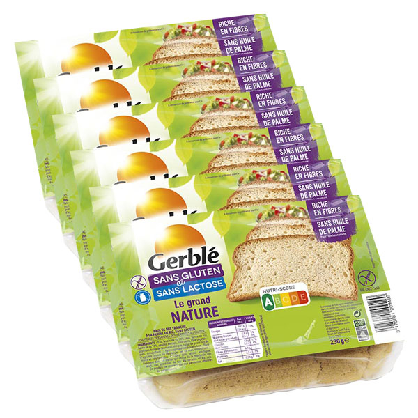 Sans Gluten et Sans Lactose Pain Le Grand Nature 230g - Lot de 6