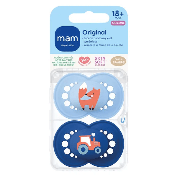 Sucette Original Nature 18+ mois Silicone Renard Tracteur x2 3