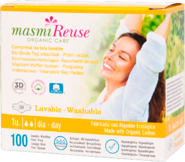 Masmi Organic Compresa Tela Lavable Día Alas