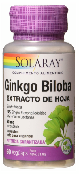 Solaray Ginkgo Biloba 60 Mg 60 Cápsulas Vegetales