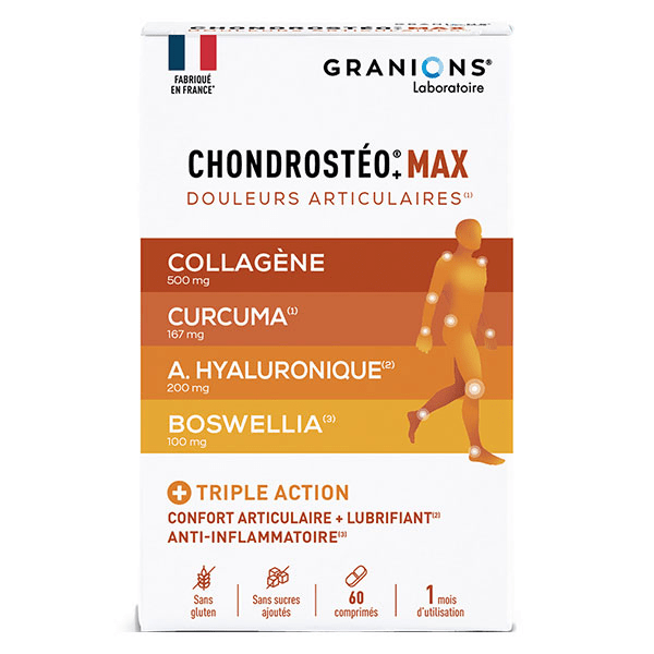 Granions Chondrosteo+ Max - Collagène Marin, Acide Hyaluronique, Curcuma - 1 mois 3