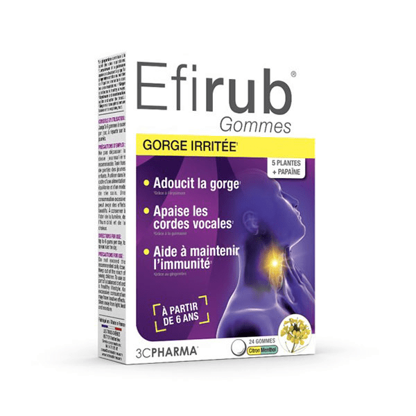 Efirub Gommes Gorge Dès 6 ans 24 gommes Citron 4