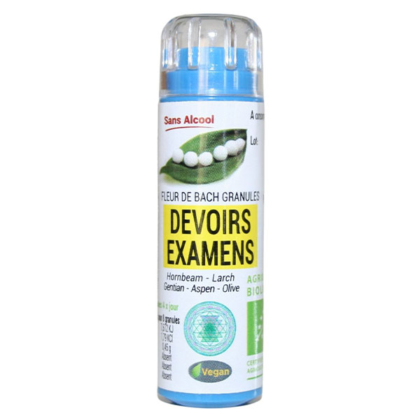 Kosmeo Complexe Fleurs de Bach 0% Alcool Devoirs Examens Bio 120 granules