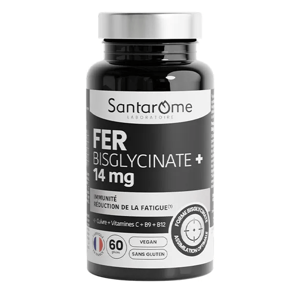 Santarome Fer Bisglycinate 14 mg Fatigue et immunité 60 gélules 2 mois