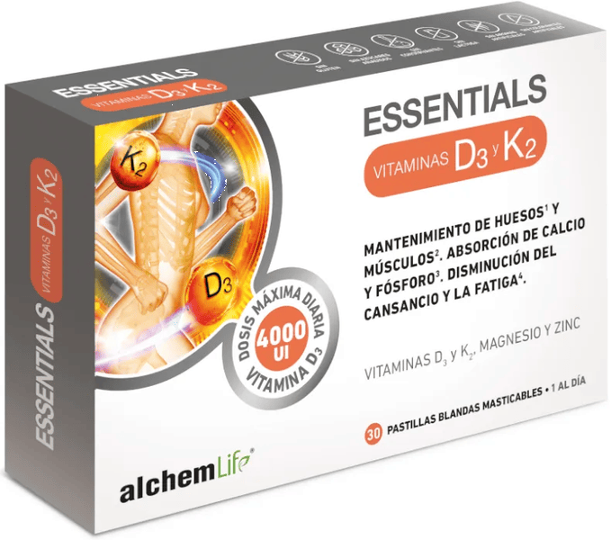 Alchemlife Essentials Vit D3+K2 30 Pastillas Blandas Masticables