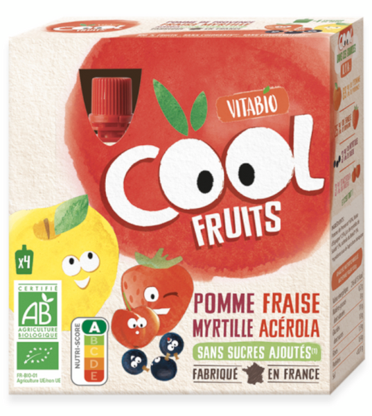 Vitabio Cool Fruits Manzan, Fresa Y Arándanos 4x90 Gr