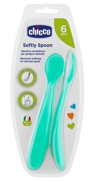 Chicco Cuchara Silicona 6m+ Azul 2 Uds