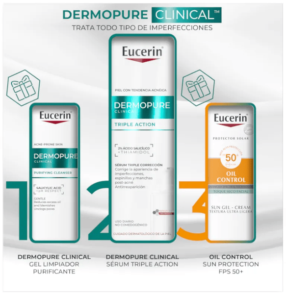 Eucerin Oscuras/Negros Dermopure Sérum Triple Efecto 40 Ml + Gel Limpiador 20 Ml + Gel-Cream Spf50 5 Ml