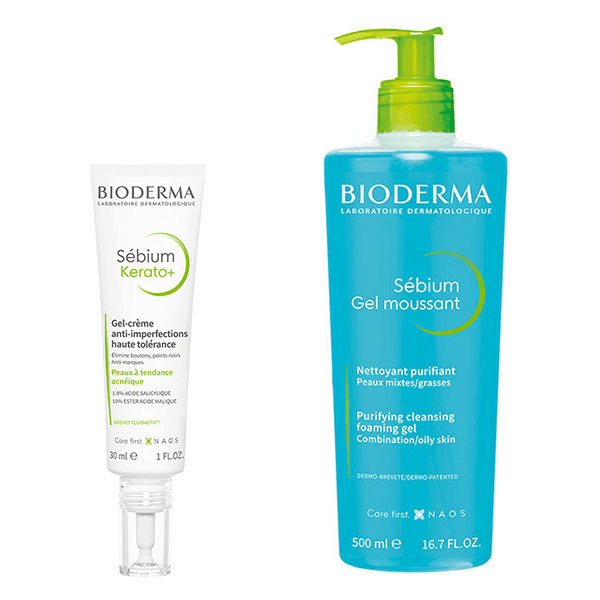 Sebium Duo Gel moussant 500ml + Crème soin de jour Kerato+ 40ml