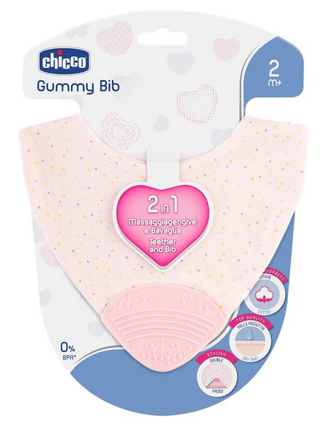 Chicco Mordedor 2 en 1 Gummy Bib Rosa 2m+