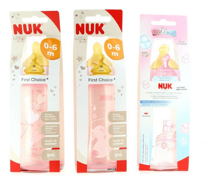 Nuk First Choice Biberón Baby ROSA con Tetina de Látex 0-6m 300ml