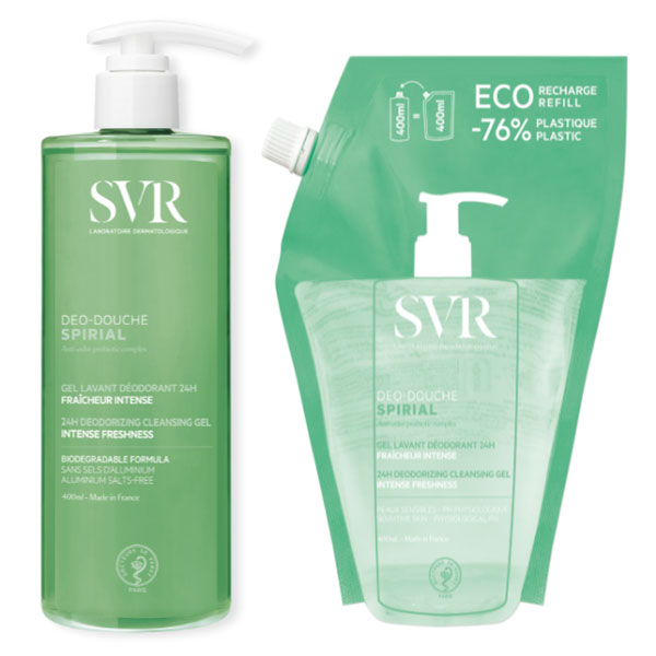Lot Spirial déo douche400ml + Recharge 400ml