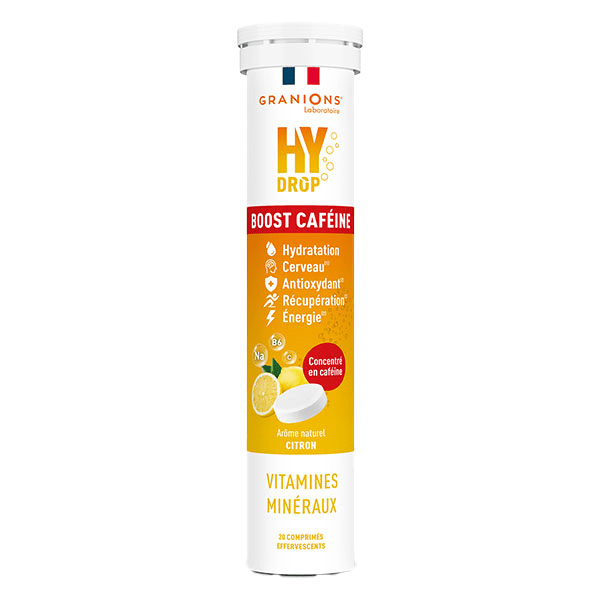 Granions - HYDROP Boost Hydratation Caféine - 20 comprimés effervescents - Citron