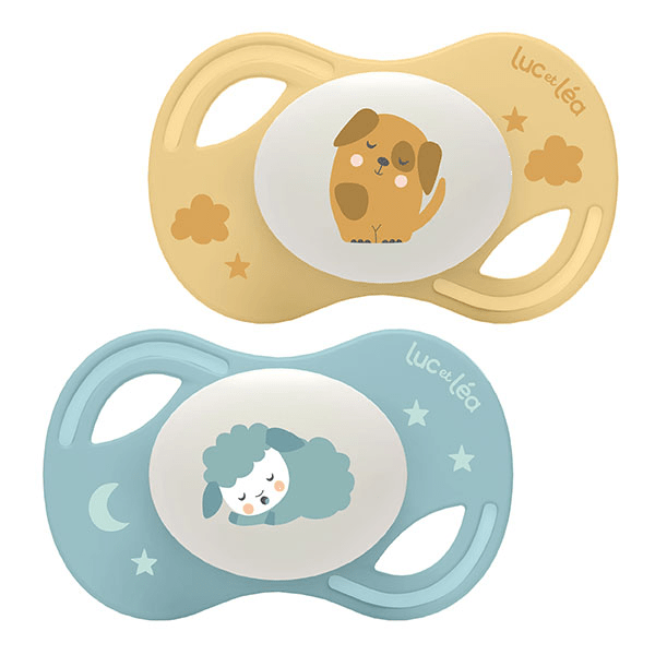Collection 2 Sucettes Nuit Anatomique Tétine Extra-slim 0-6 mois Chien Mouton 3