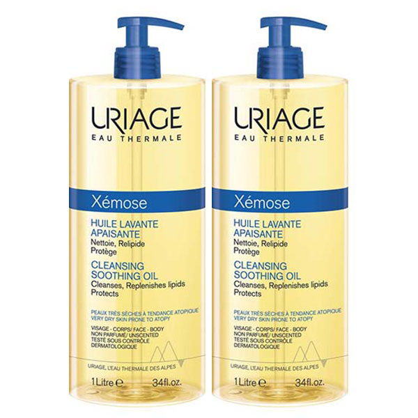 Uriage Xémose Huile Lavante Apaisante Corps Peaux Sèches Atopiques 1L - Lot de 2