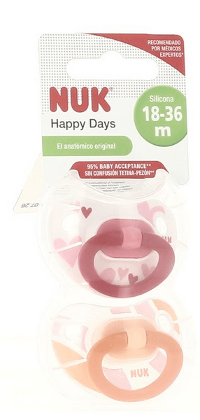Nuk Chupete Silicona Happy Days 18-36m Rosas 2 uds