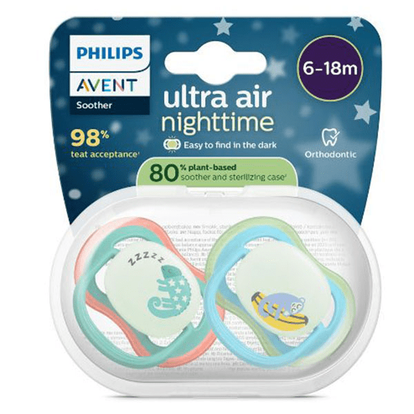 Sucette Ultra Air Nuit 6-18M Polaire x2, sans BPA 3