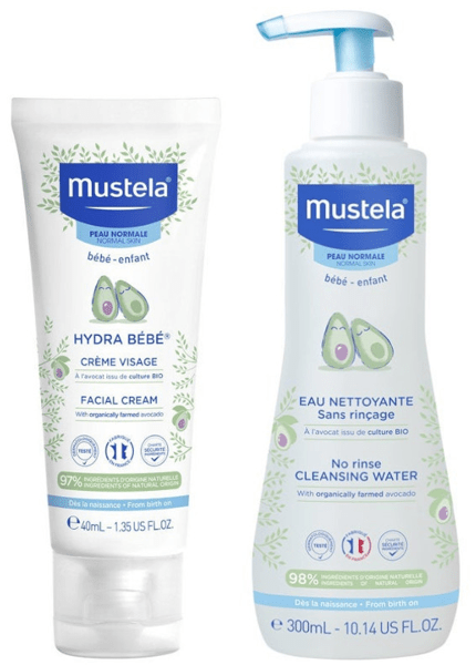 Mustela Hydra-Bebé Crema Facial Aguacate Bio 40 ml + Agua Limpiadora sin Aclarado con Aguacate Bio 300 ml