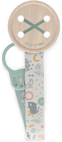 Suavinex Chupetero de Tela Diseño a Doble Cara y Clip Walk Verde