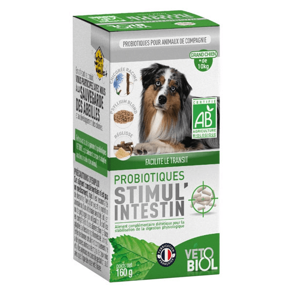 Comparer les prix de Vetobiol Probiotiques Stimul'Intestin Grand Chien Bio 160g