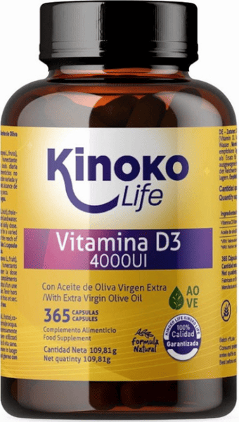 Kinoko Life Vitamina D 4000 IU 365 Cápsulas