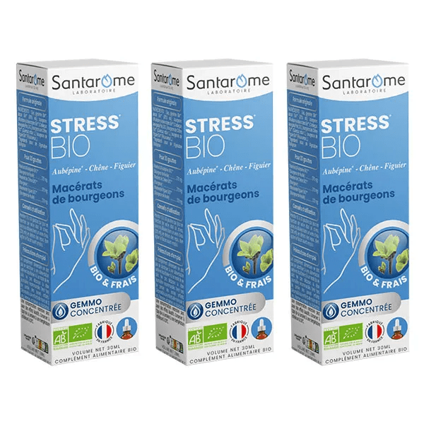 Santarome Stress Bio Macérat de Bourgeons Gemmothérapie Lot de 3 x 30 ml