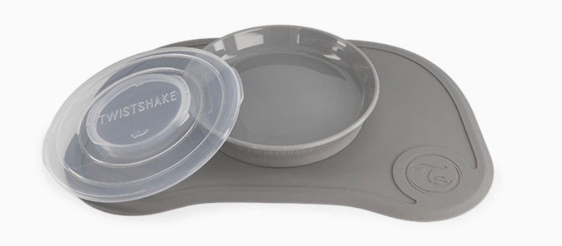 Twistshake Gris Set Click-Mat Mini + Plato - Imagen 2