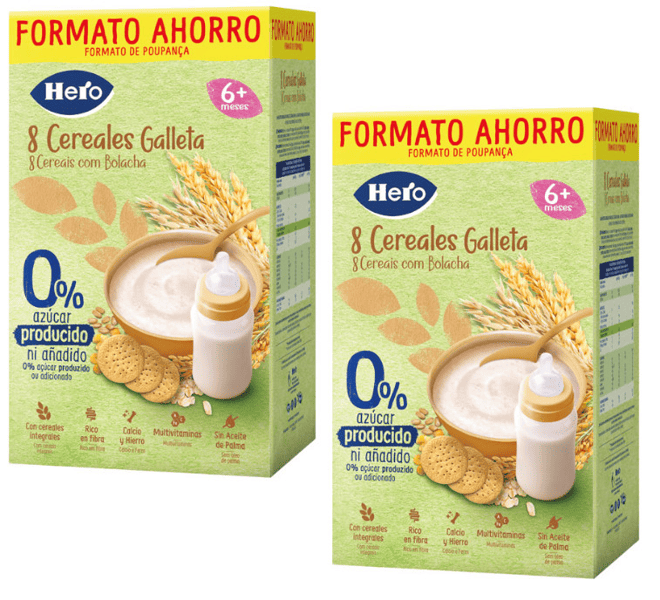 Hero Baby Papilla 8 Cereales con Galleta +6m 2x820 gr