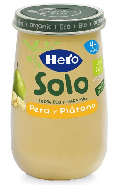 Hero Solo Tarrito Pera Plátano ECO +4m 190g