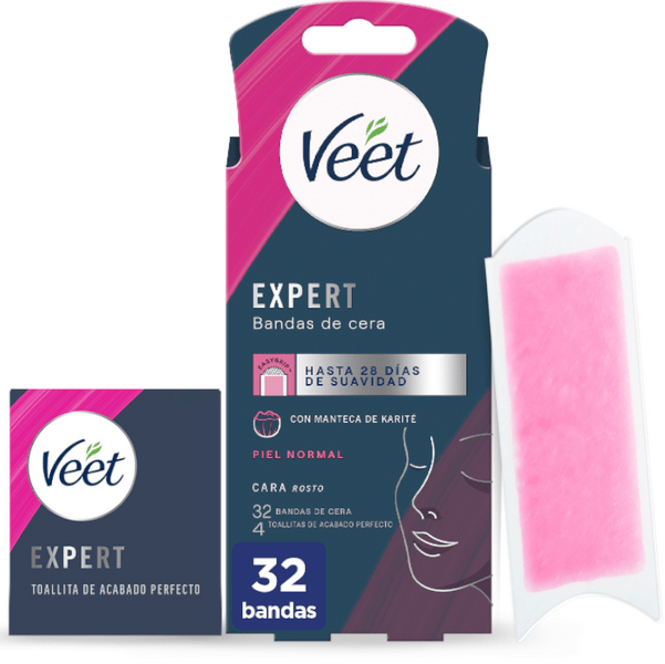 Veet Expert Bandas Cera Fría Depilación Facial 32 Uds