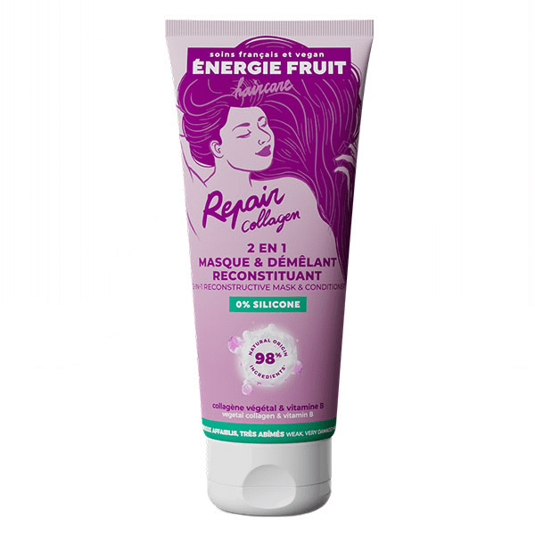 Energie Fruit Collagen Repair Masque 2 en 1 Reconstituant Cheveux Très Abimés 200ml 2