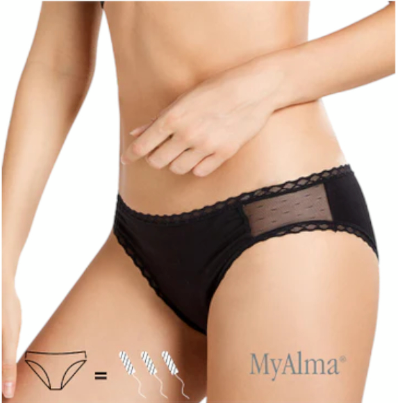 MyAlma Braguita Menstrual 100% Algodón Orgánico Y Bambú L Negro