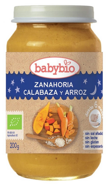 BabyBio Buenas Noches Tarrito Zanahoria-Calabaza-Arroz 200gr