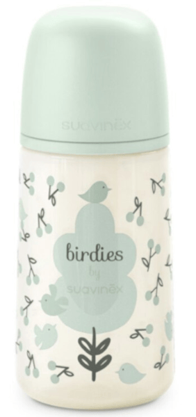 Suavinex Birdies Biberón Flujo Medio Verde +3m 270 ml