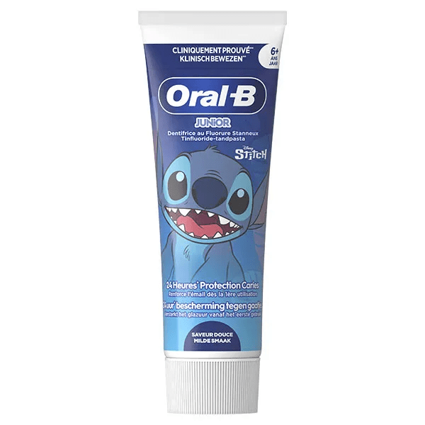 Junior 6+ Ans Dentifrice Stitch Saveur douce fluorure stanneux 75ml 2