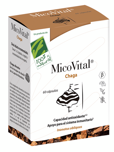 100% Natural MicoVital Chaga 60 Cápsulas