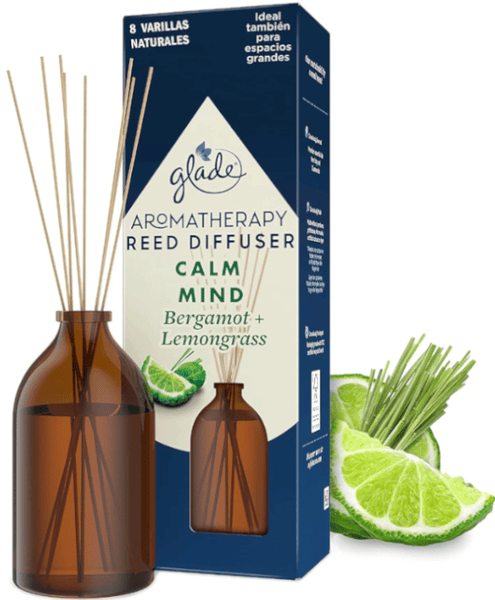 Glade Aromatherapy Calm Mind Bergamota y Hierba Limón 8 Varillas 80 ml