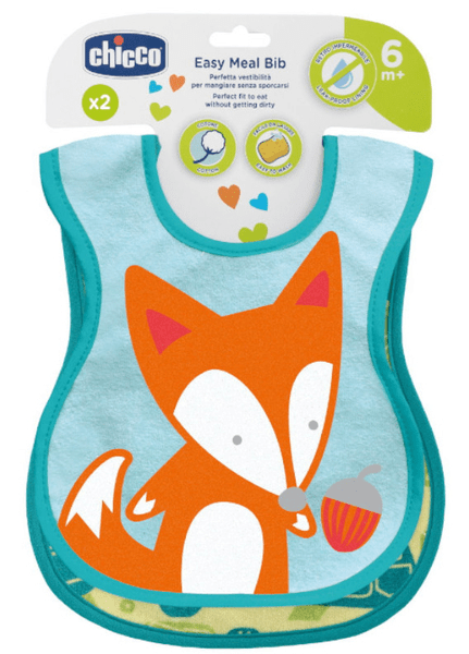 Chicco Set Baberos de Algodón Neutro 6m+ 2 uds