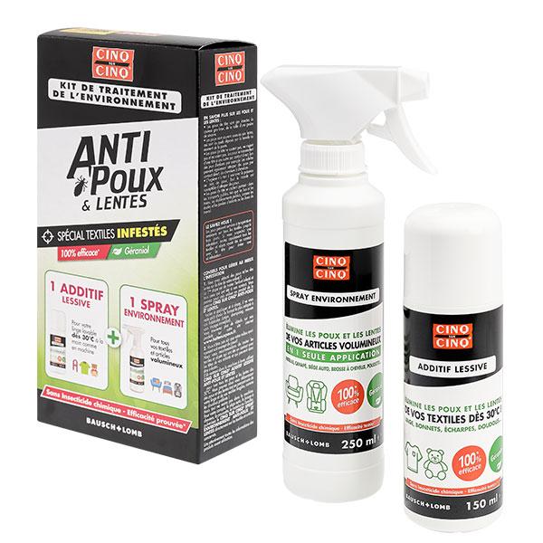 Kit Traitement Environnement Anti Poux et Lentes Spray 250ml + Additif Lessive 150ml 4