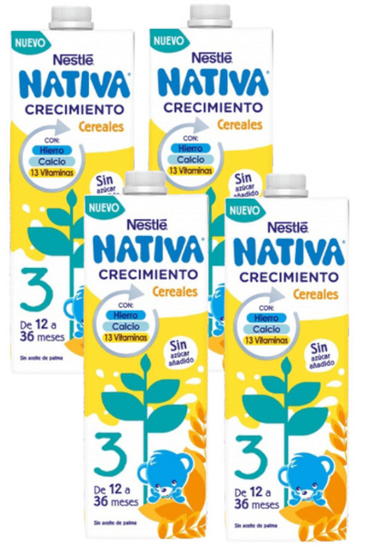nativa leche crecimiento 3 cereales 4x1 l