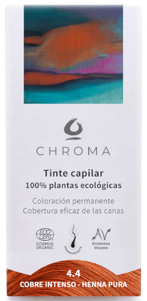 Chroma Tinte Capilar Natural Cobre Inteso 4.4 - Henna Pura 100 Gr