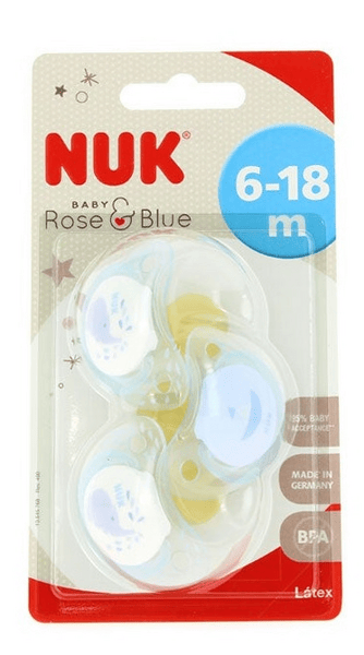Nuk Chupete Blue T2 Látex 3 uds